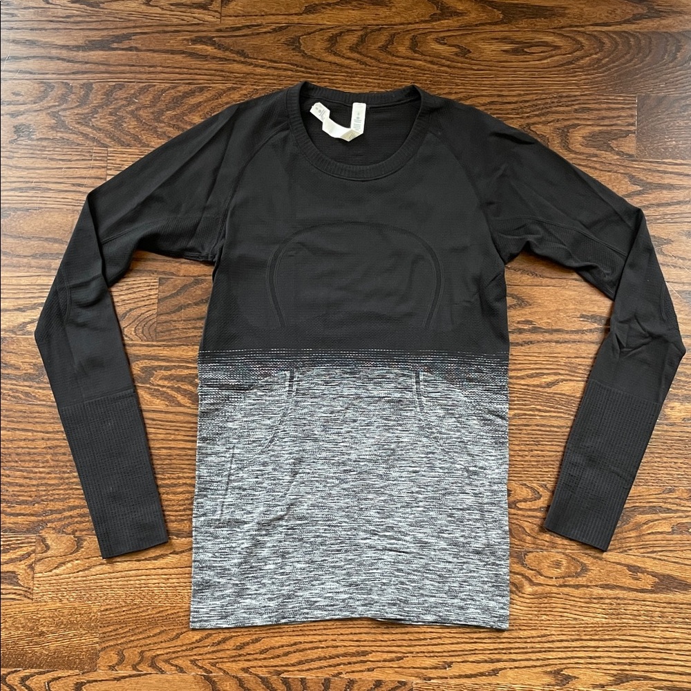 Lululemon Black and Gray Swiftly Tech Long Sleeve Shirt Hip Length